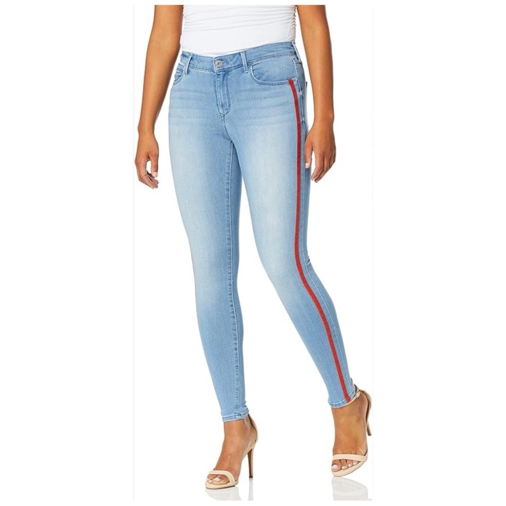 Skinnygirl Women’s Sz 30 High Rise Jeans Side Stripe Stretch  Light  Wash Denim